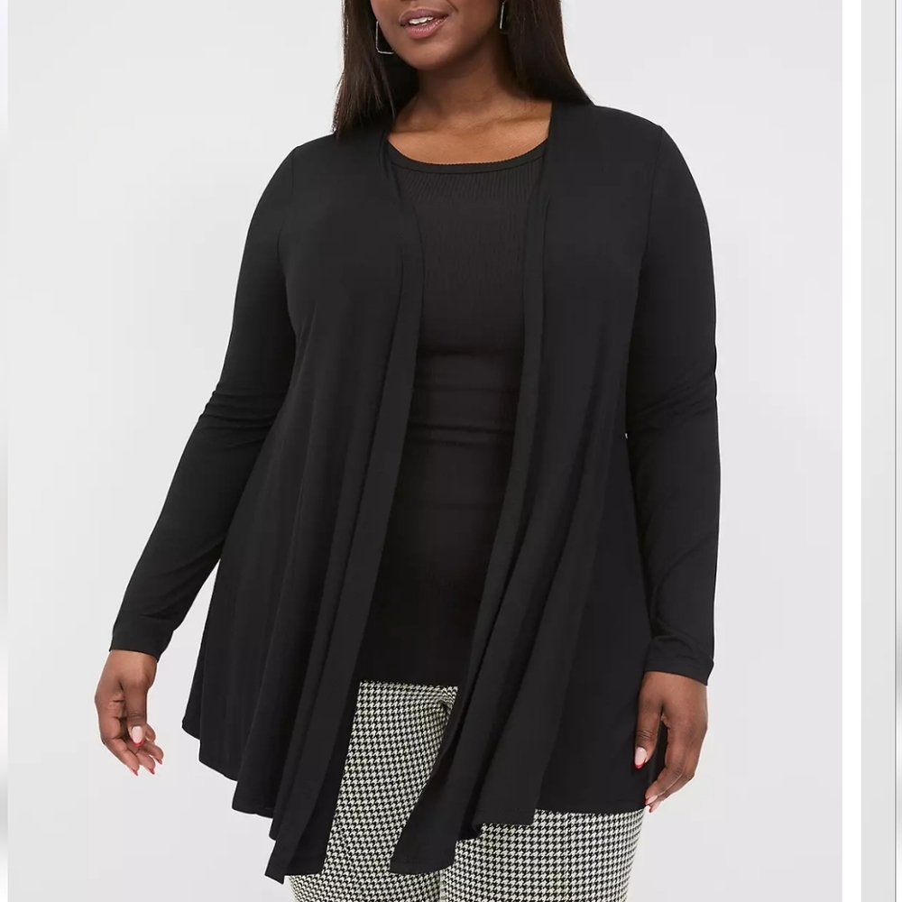 Lane Bryant Open-Front Swing Jersey Cardigan In black New With Tags 18/20